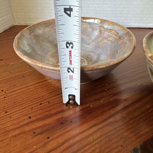 Studio Art Pottery Nesting Bowls Set 2 Handmade Signed Multicolored 6.2"x 2.25" - Picture 7 of 9